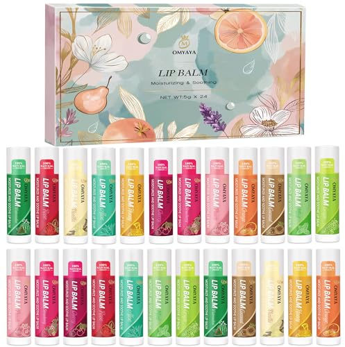 Juego de 24 bálsamos labiales afrutados con manteca de karité y bálsamo labial de vitaminas en paquete múltiple para niñas y adolescentes, cuidado de labios para mujeres, hombres, niñas, niños