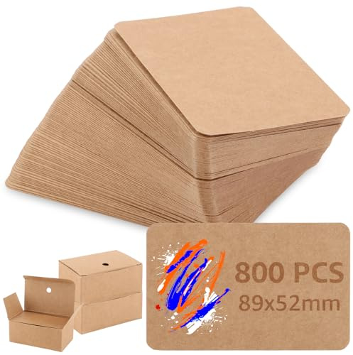 AKOLAFE 800 stycken visitkort tomt brunt 89 x 52 mm tomt papperskort för att skriva visitkort papper mångsidiga vykort blanka bruna kraftpapperskort för gör-det-själv bokmärken inlärning