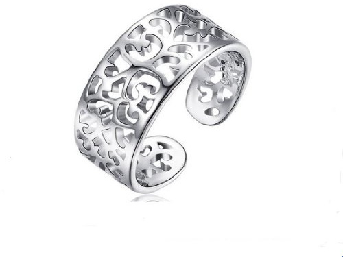 Oändligt U Wundershön dam ring 925 sterlingsilver hjärta bandring justerbar storlek från 49 (15,6) till 60 (19,1), Silver, Ingen ädelsten