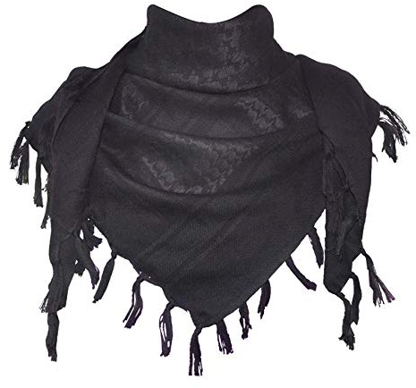 Explore Land Cotton Shemagh Keffiyeh Tactical Desert Scarf Neck Head Wrap with Tassel for Men Women 41x43 Inches (Black)