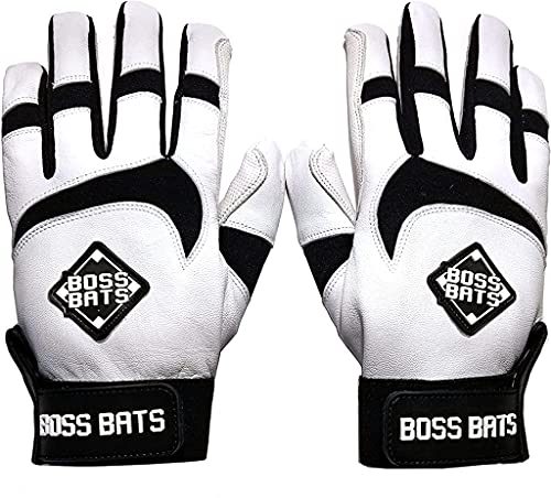 BOSS BATS Baseball-Schlaghandschuhe, Größe L, Schwarz / Weiß