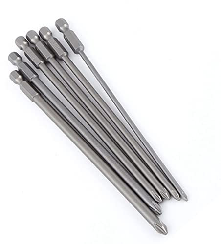 6pcs Schraubendreher Ph1 Lange Bits 150 Mm Langes Magnetisches Kreuzschlitz-Bit-Set Ph1 Ph2 Schraubendreher-Bits mit 1/4 Zoll Schaft