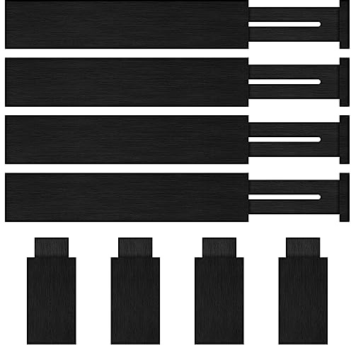 4 Pack Bamboo Drawer Dividers Organizer with Inserts 2.6'' High, Expandable from 12.5-21.7, Adjustable Drawer Organizer Separators for Utensils, Clothing, Office, Dresser, Bedroom, (Black)