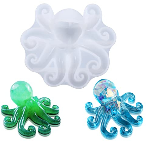 Floatdream 3D bläckfisk epoxihartsformer, gör-det-själv bläckfisk silikonform, simulering bläckfisk silikonformar, för hemdekorationer, dekorationer för havsfester, tillverkning av chokladfondant