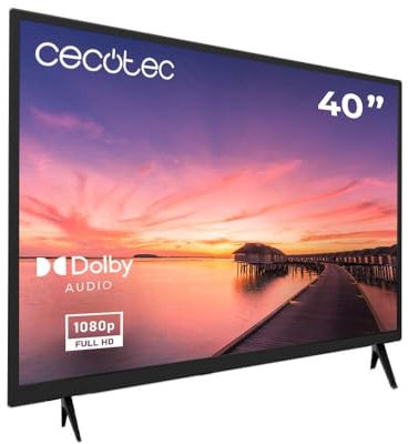 Cecotec Smart TV LED 40 Pouces avec résolution Full HD - Television 0 série 0040. Système Dolby, Tuner DVB_T/T2/C/S/S2, Haut-parleurs 16W, Connexions HDMI x 3 et USB x 2, Mémoire Flash