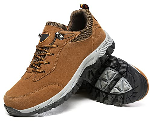 Zapatos de senderismo para hombre, zapatos deportivos al aire libre, suela gruesa antideslizante, zapatos casuales, marrón, 47 EU