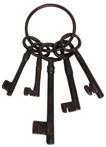 Bskifnn Grande Chiave Scheletro Vintage in Ferro Antico per Decorazione da Pirata, Festa di Halloween, Decorazione per la Casa 20,3 cm, Nero