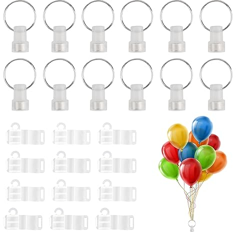 24 Stück Klein Gewicht für Heliumballons Set Gewichte für Luftballons, Clip für Luftballons, Kunststoffkegel für Heliumballons 1 cm für Kleine Ballons Dekoration von Hochzeiten Geburtstagsfeiern