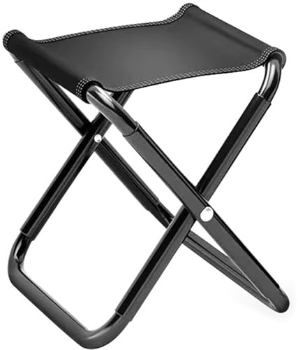 Lizbin Camping Stool, Portable Folding Stool, 11 Inch Foldable Stool, Folding Camping Stool, Foot Stool with Carry Bag, for Outdoor, Travel, Hiking, Fishing, Beach (Small Size, Black)