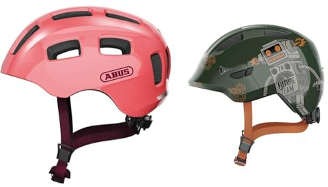ABUS Fahrradhelm Youn-I 2.0 - mit Licht für Kinder, Jugendliche und Junge Erwachsene & Kinderhelm Smiley 3.0 - Fahrradhelm mit tiefer Passform