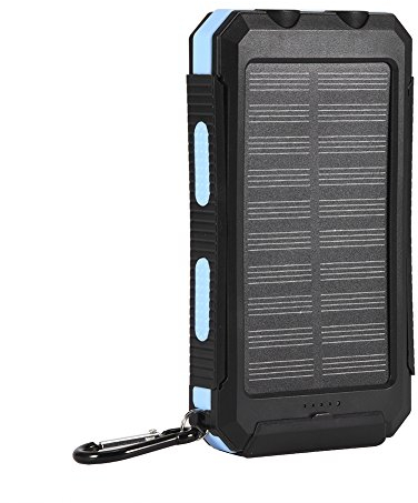 Solar Charger Power Bank solar power bank 10000mAh Outdoor Fast Charge Solar Mobile Power Bank, Portable Phone Charger with Dual Flashlight and Compass for Camping (Black Orange) Solar Chargers