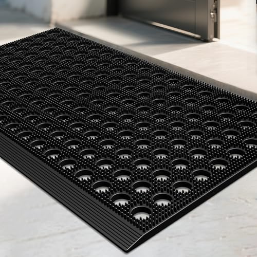 Mibao Front Door Mat, 17 X 29.5, Black, Heavy Duty Dirt Trapping