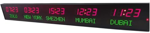 STMKB Digital Multiple Time Zones Clock, World Time Zones Clock, LED World Time Clock, 3 Levels of Brightness Adjustment, 5 Cities World Time Clock, for Multinational Enterprises Hotels Office