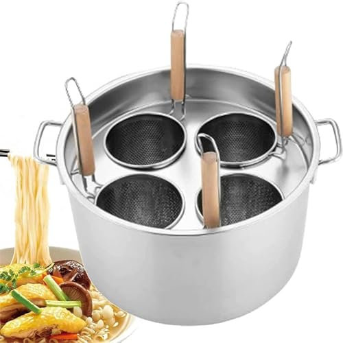 KUOYTT Pentola per Pasta con Coperchio, pentola Multiuso per Cottura a Vapore con divisore e scolapasta, pentola in Acciaio Inox di Grande capacità per Spaghetti, maccheroni, Gnocchi, 4 f