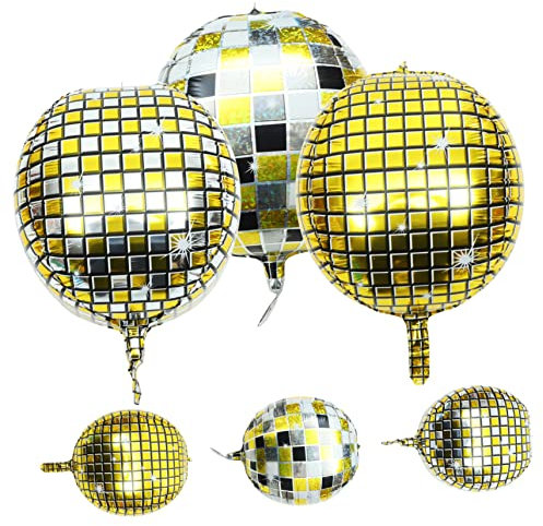 Lurrose 6 Große Disco-ballons Aluminiumfolien-ballons Für Themenparty-dekorationen Mit Lichtern