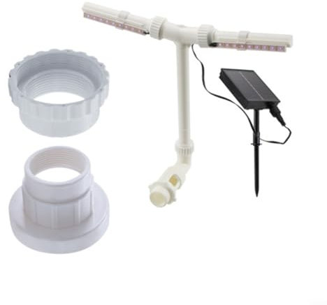 Fontana solare a doppia testa con telecomando a LED, 6 modalità di illuminazione, 11 colori, fontana con spruzzatore, fontana per piscina fuori terra, interrata, decorazione per cortile, bianco (2)