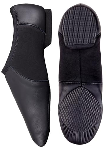 Kids Jazz Shoes Girls Split Sole Leather AeroFlex Style - UK Size 3 - Black