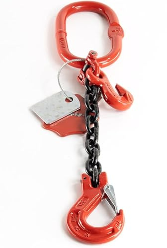 Alfa Logistik Kettengehänge 1-Strang 6mm x 0,5m mit Gabelkopfhaken und Verkürzungshaken - Hochfest Anschlagkette - Krankette Robuste Ausführung - Verzinkte Kette Güteklasse 8 für Kräne