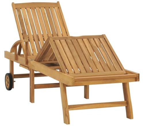 Generico Lettino Prendisole con Tavolo in Legno Massello di Teak,Marrone,22kg,48017
