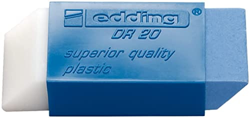 Gomme edding DR20-1 gomme combinée - gomme avec extrémité blanche pour effacer les marques de crayon et extrémité bleue pour effacer l'encre et les crayons de couleur