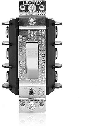 Leviton 30 Amp, 600 Volt, Pole, 3 Phase AC Manual Controller Suitable as Motor Disconnect, Toggle, Non-Grounding, Back & Side Wiring, MS303-DSW, White
