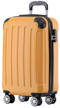 BEIBYE Hartschalen-Koffer Trolley Rollkoffer Reisekoffer Sicherheit Zahlenschloß Zwillingsrolle ABS Material Handgepäck 4 Rollen (M-L-XL-Set) (Orangen, M)