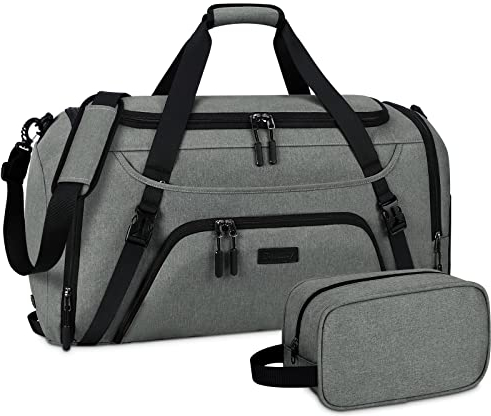 Dakuly Gym Bag Sports Bag Duffel Bag with Shoes Compartment Waterproof Holdall Bag Overnight Weekender Bags for Men and Women 55L Gray