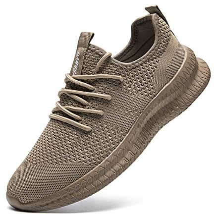 CAIQDM Schuhe Herren Laufschuhe Sneaker Outdoor Sportschuhe Turnschuhe Männer Joggingschuhe Atmungsaktiv Running Shoes Men Walking Schuhe Freizeitschuhe Fitness Schuhe Braun 43 EU