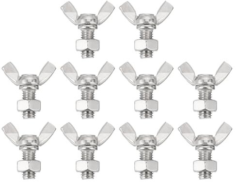 QUARKZMAN 10pz Viti Farfalla a Ali M8-1.25x16mm Con 10pz Dadi, Viti Farfalla a Mano in Acciaio Inossidabile 304, Viti Farfalla a Mano a Testa a Farfalla