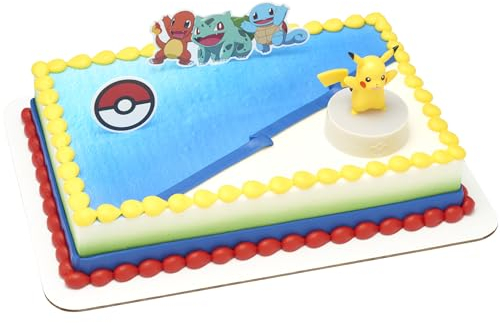 DecoSet® Pokémon Light Up Pikachu Cake Topper, 3 Piece Decoration Set, Birthday Decorations For All Size and Shape Cakes | For Birthday And Celebrations
