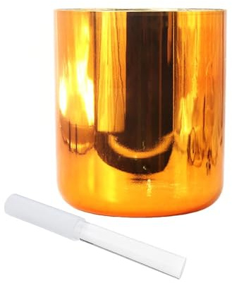 Ciotola di cristallo Alchemy da 6 pollici placcata arancione, ciotola dei chakra, ciotola sonora, regalo for meditazione yoga e guarigione sonora, con percussore acrilico gratuito e anello di tenuta(G