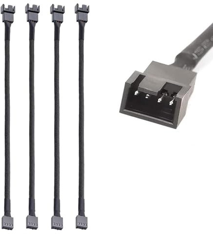 4 Pin PWM Lüfter Verlängerungs Kabel Steckergehäuse Geflochtenen Ärmeln Verlängerung Lüfterkabel Männlich zu Weiblich(4 Stück,26.5cm)