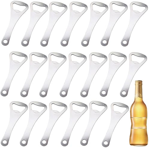 Esforzarse 20 Pezzi Apribottiglie di Birra, 3.5 x 9.2 cm Apribottiglie Beer in Acciaio Inox, per Casa, Pub, Cucina, Attività All'aria Aperta(Argento)