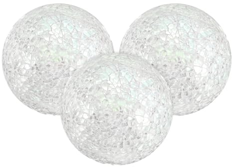M METERXITY 3-Pack Decorative Balls 3 inch Mosaic Glass, White