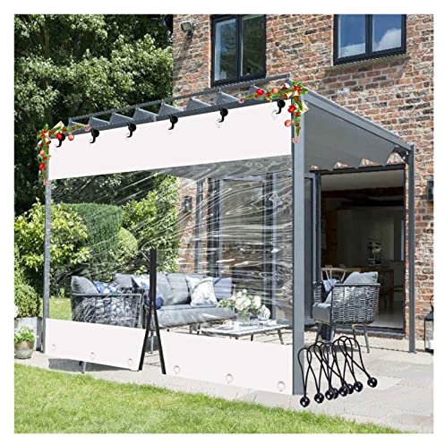 VagxTbs Lonas Impermeables Cortina Partición con Orificios 0.5mm Cortinas de Lona Transparente para Garaje, Porche, Personalizable (1.2x2.5m/3.94x8.2ft)