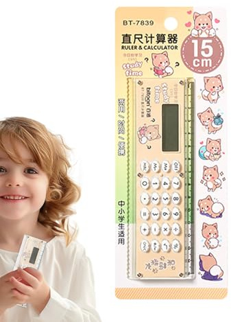 Calculatrice pour - Appareil Numérique Léger, Règle Intégrée, Fonction De Batterie, Disposition De Bouton Compact | Calculatrice De Bureau Mignon pour Les Étudiants Apprentissage De La