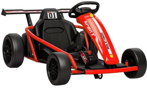 AIYAPLAY Kart Électrique Enfants GoKart 2 x 24 V Moteurs 13 km/h Rouge | Mode Dérive, Voiture Électrique pour 6-12 Ans, Roues Avant en PU, Siège Enveloppant, Klaxon et Musique, Construction Solide
