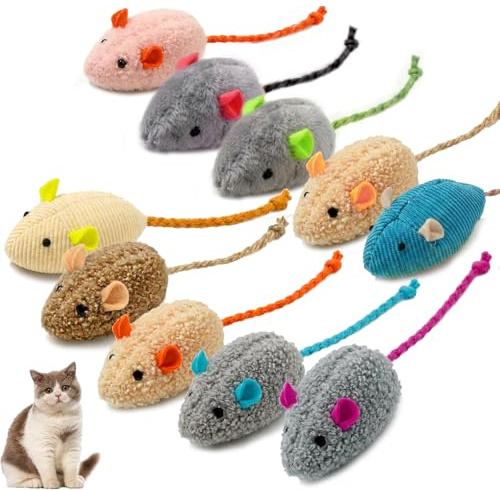 Kitten Teething Toys Interactive Plush Catnip Mouse Toy Gift-10 Pack