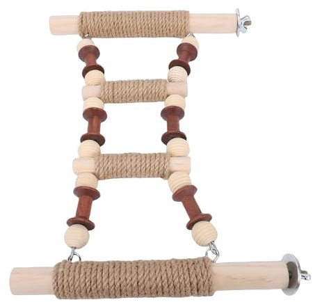 Asixxsix Pont D'échelle à Oiseaux, échelle d'escalade en Bois, Accessoires de Cage à Oiseaux, Antidérapant, Supports d'exercice de Pont à en Bois pour Perruches, Perroquets,
