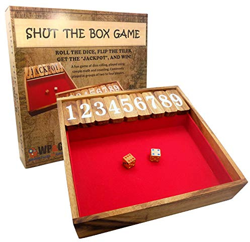Winshare Puzzles and Games Shut The Box Game Large, Wooden Old Fashioned Dice Fun Play