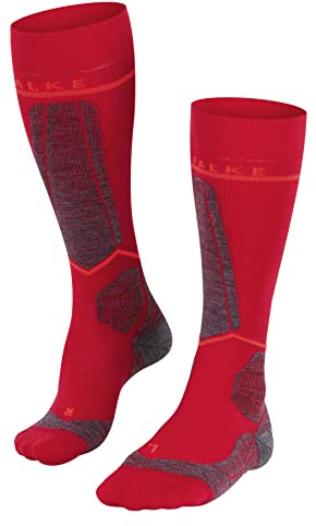 FALKE Damen Skisocken SK Energizing Wool W Kh Wolle Funktionsmaterial mit Kompression 1 Paar, Rot Rose 8564, 35-38