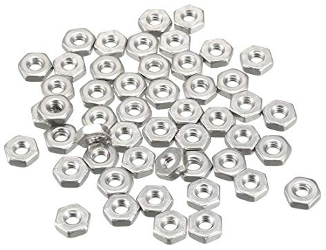 uxcell Hex Nuts, 2#-56 Fine Thread Hexagon Nut, Stainless Steel 304, Pack of 50