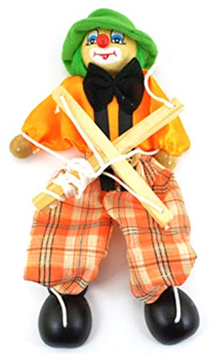 Daxoon Pull String Puppet Lustige Bunte Clown Holz Marionette Spielzeug für Kinder Geschenke