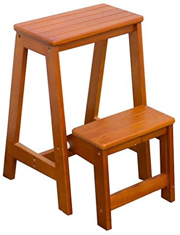 ZHZ-DT Marchepied Escabeau Pliant Tabouret échelle en Bois 2 marches | Petit Double Escabeau Léger et Pliable for Adultes Enfants Cuisine Loft Camping - Sécurité Antidérapant Capacité 150 kg, Noyer