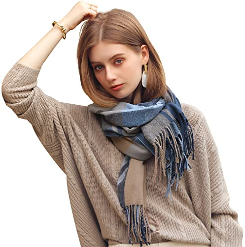 LumiSyne Invernale Sciarpa a Quadri Scialle In Cashmere Per Donna Uomo Motivo Scozzese Classico Pashmina Sciarpe Con Nappa Lungo Sciarpe Tartan Morbida e Calda Wrap Stole