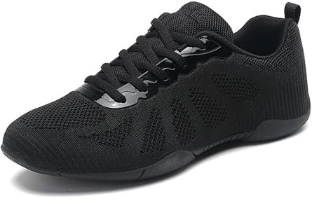 Damen Cheerleading Mädchen Cheerleadingschuhe Tanzschuhe Schuhe Schnürschuhe Weiß Training Schuhe Outdoor Sportschuhe Walkingschuhe Fitness Gymnastik Yoga Tanzschuhe Schwarz 39EU