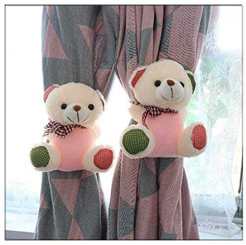 ANSNOW Lazo de Cortina con Hebilla para Cortina, Pequeño Pingüino, un Par de Bonitas Correas de Almacenamiento para Cortinas de Felpa, Habitación de Niños/Oso Rosa