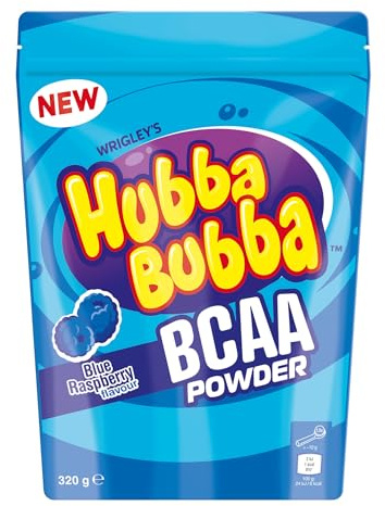 Hubba Bubba Blue Raspberry Branched Chain Amino Acids (BCAA) Powder Drink, 320g Pouch, 32 Servings, Vegetarian