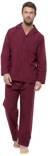 GM Apparel Mens Pyjama Set PJ Traditional Summer Pyjamas Men 2 Piece Bottoms Tops Pjs Lightweight Nightshirts Cotton (RED-XL)