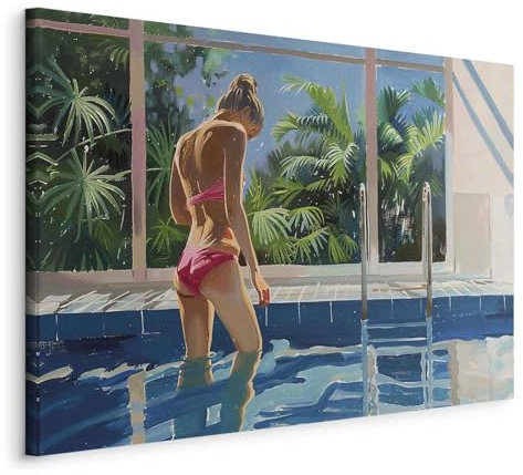 murando - Acoustic Canvas Wall Art Summer Vibes 90x60 cm/36x24 1 piece - Picture With Acoustic Foam Sound Absorption Print Image Artwork Room Acoustics Soundproofing - Woman Pool h-H-10076-b-a